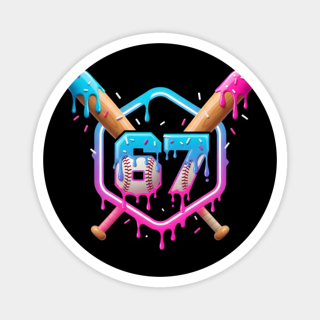 67 Baseball – Drippy Ice Cream Bats Design Magnet by ArtistTee ⭐⭐⭐⭐⭐